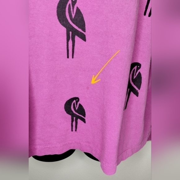 VTG 80s 90s Women's XL Shirt Single Stitch USA AOP Flamingo Ad Libs Pink - Picture 4 of 9